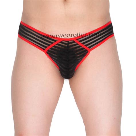 Men S Transparent Mesh Striped Bikini Boxers Underwear Pouch Mini Bikini Sheer Micro Boxers Mu