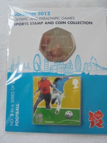 London 2012 Olympic Games 50p Coin And Stamp Set Sealed No3 Football