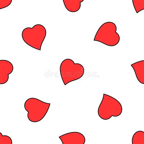 Valentine Hand Drawn Love Heart Seamless Pattern Stock Illustration