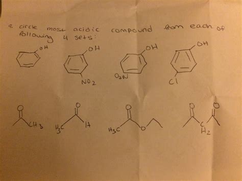 Solved Circle Most Acidic Compound From Each Of Following 4