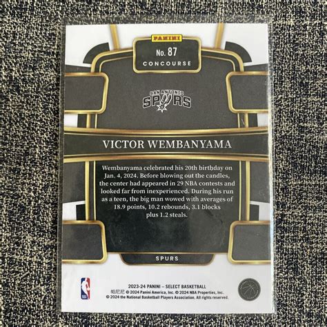 Select Victor Wembanyama Rookie Card Rc Concourse Wemby Spurs