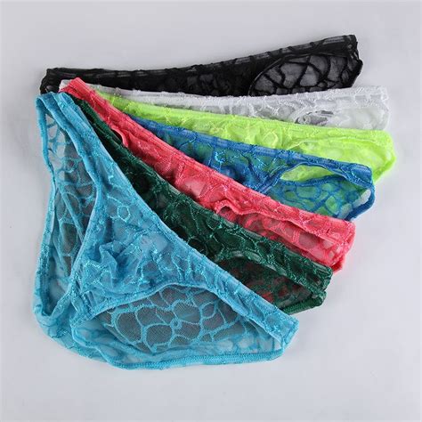 Compra Hombres Sexy Calzoncillos De Encaje Bikini Ropa Interior Calzoncillos Transparentes De