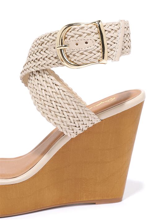 Beige Woven Wedges Platform Wedges Wedge Heels 3600