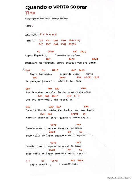Letra De Tino Adorador Quando O Vento Soprar - Quando o Vento Soprar | PDF