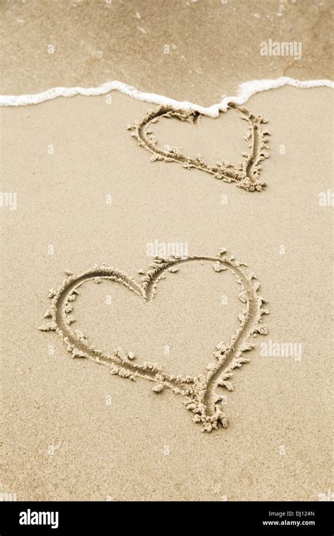 Heart Drawing In The Sand Of A Beach Stock Photo Alamy