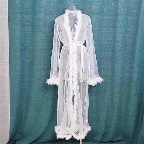 Women S Plus Size Lace Long Robe Sexy Lingerie Pajamas