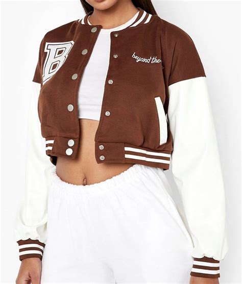 Black Cropped Varsity Jacket Beyond The Range Jacket Jackets Creator