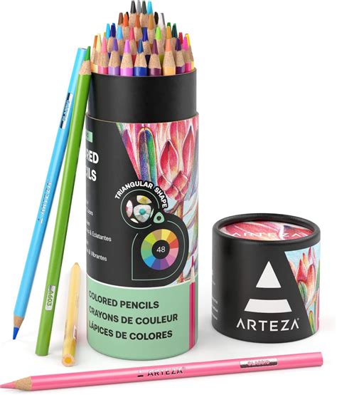 Arteza Colored Pencils Set 48 Colors With Color Names Triangular