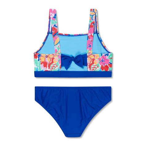 Girl S Print Tie Back Bikini Set Blue Speedo USA
