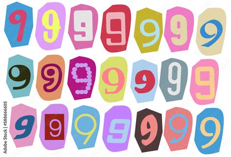 Number Vector Cut Newspaper And Magazine Letters Paper Style Ransom