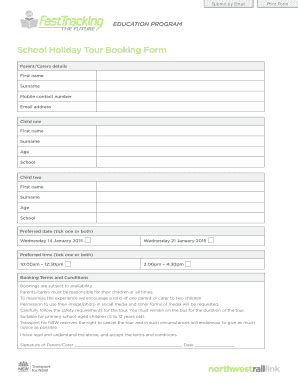 Fillable Online Hawkesbury Nsw Gov School Holiday Tour Booking Form