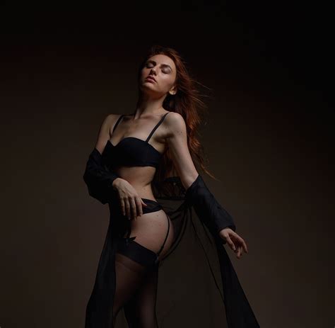 Model Posing In Black Lingerie Photos By Canva