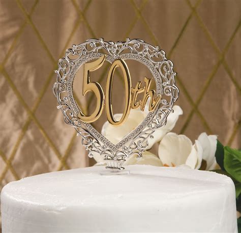 50th Anniversary Cake Topper In Heart Shape 123 95 50th Wedding Anniversary Cakes 50th