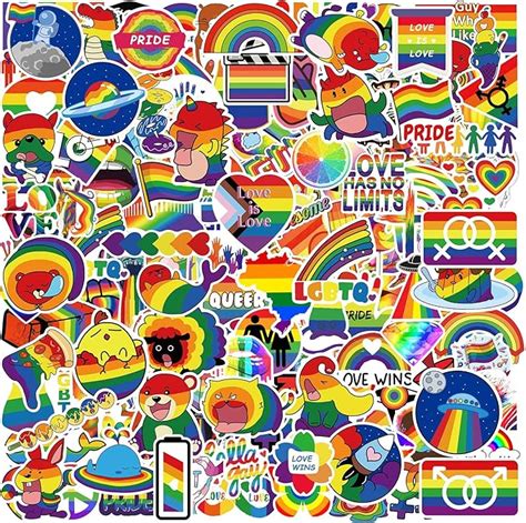 Amazon MEPLUM Pride Stickers 300 PCS LGBTQ Gay Rainbow Stickers Bulk For LGBTQ Gay Pride