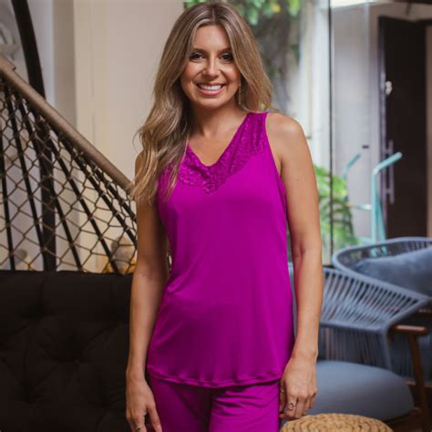 Provence Lingerie Pijama Em Liganete Renda Regata