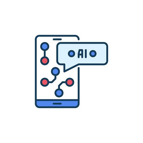 Smartphone with AI App vector Artificial Intelligence Phone colored