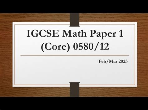 Igcse Mathematics Paper Core Feb Mar Youtube