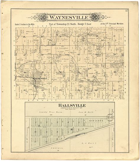 Waynesville; Hallsville from Plat Book of De Witt County, Illinois from