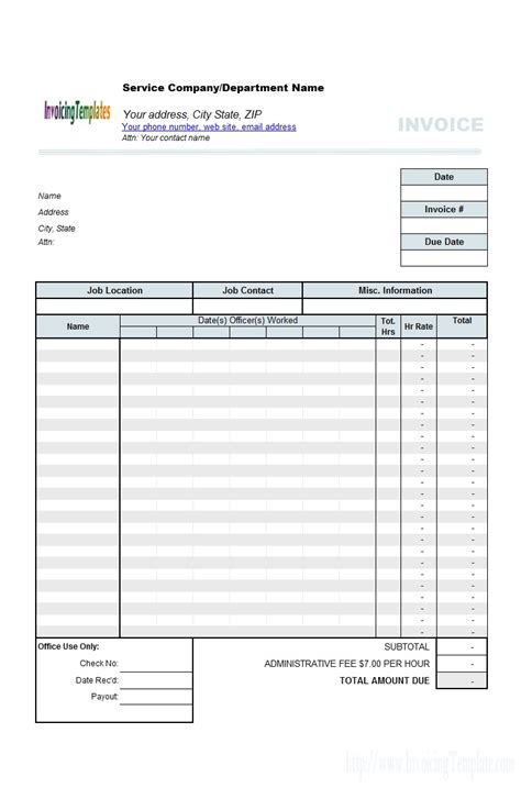 Invoice For Hours Worked Template Free