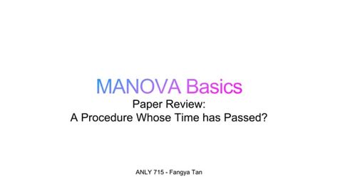 MANOVA paper review with example in R | PPT