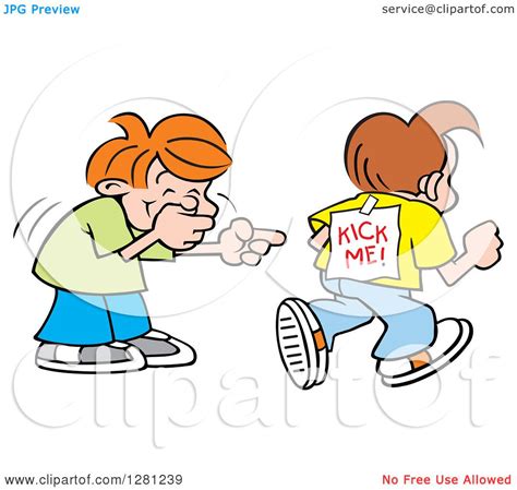 Clipart of a Red Haired White Boy Laughing and Pointing at a Kid with a ...