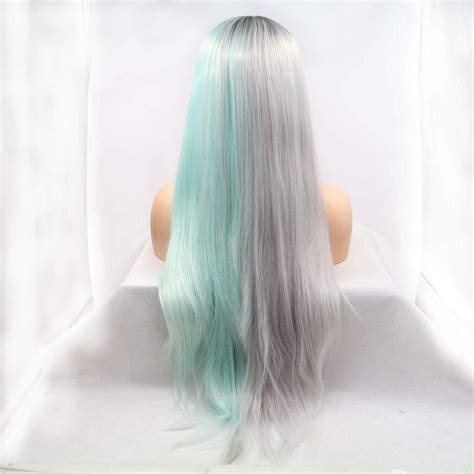 Halv Gr Halvbl Blonde Front Parykker Lange Lige Grandado