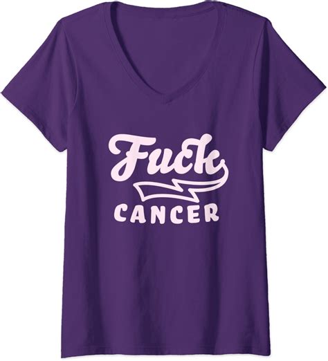 Amazon Womens Fuck Cancer Shirt Cancer Survivor Awareness V Neck T Shirt Clothing