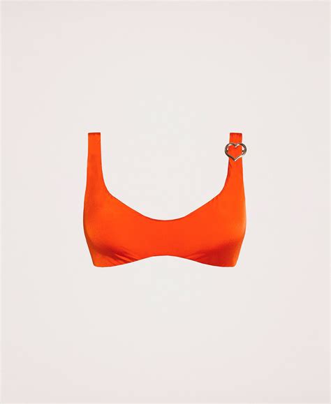 Triangle Bikini Top With Heart Woman Orange TWINSET Milano