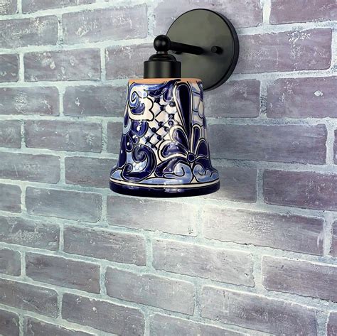 Ceramic Wall Light | Mexican Talavera Pottery | Vintage Retro Style
