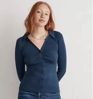 Madewell Ruched Polo Cardigan