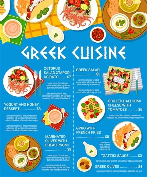 Premium Vector Greek Cuisine Food Greece And Mediterranean Menu