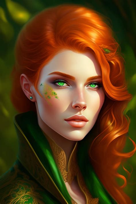 Lexica Fantasy Green Eyes Face Ginger Hair Intricate Elegant