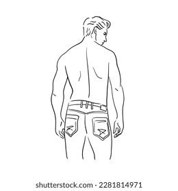 Athletic Handsome Guy Muscular Naked Torso Stock Vector Royalty Free Shutterstock