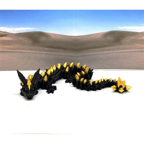 printed dragon black  gold articulated crystal dragon home
