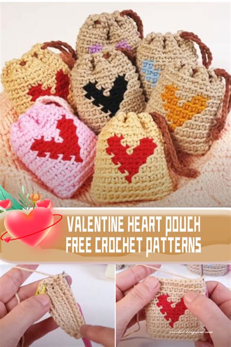 Valentine Heart Pouch Free Crochet Patterns