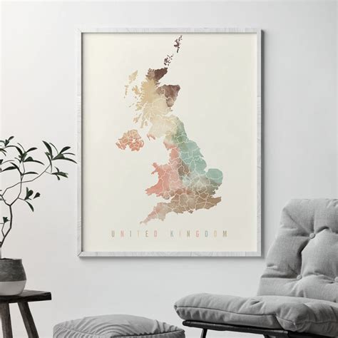 Map of United Kingdom UK map poster United Kingdom art | Etsy