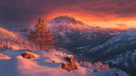 Free Winter Mountain Sunset Image Download At Stockcake