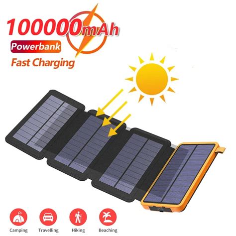 100000mAh Su Ge Irmez G Ne Enerjisi Bankas Kamp Ta Nabilir Katlan R G