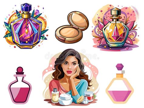 Set Of Beauty And Cosmetics Icons Stock Illustration Illustration Of