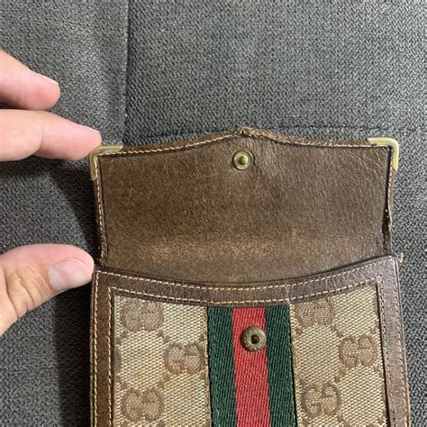 Gucci Vintage 1980s Wallet Bifold Gg Supreme Buckle Gem