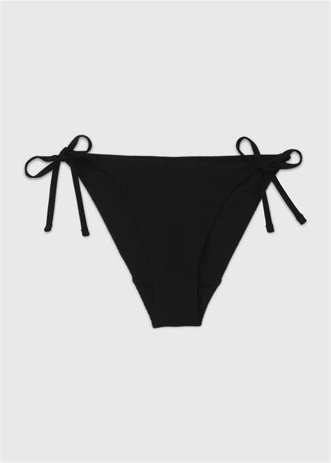 Black Textured Side Tie Bikini Briefs Matalan