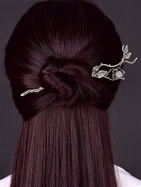 Silver Casual Collar Zinc Alloy Hair Pin Embellished Women Accessories