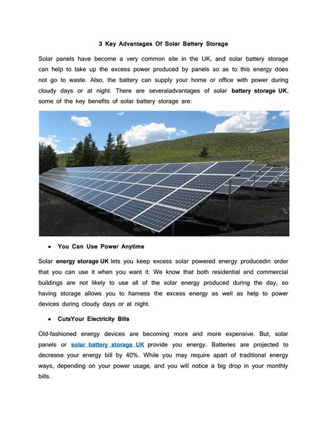 3 Key Advantages Of Solar Battery Storage By Zenobe Energy Limited Issuu