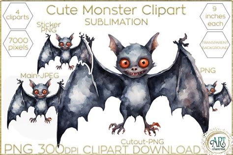 Cute Halloween Clipart Cartoon Monsters Kids (2826174)