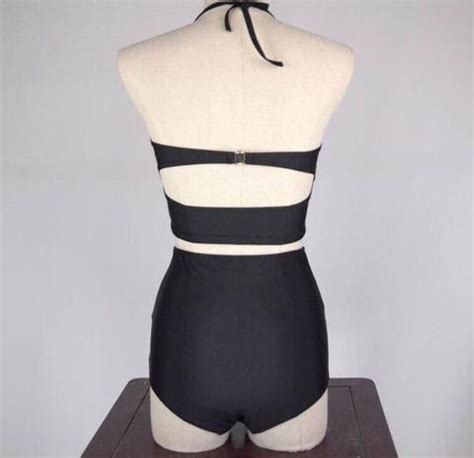 Black High Waist Swimsuit Swimwear Push Up Bikini Set On Luulla