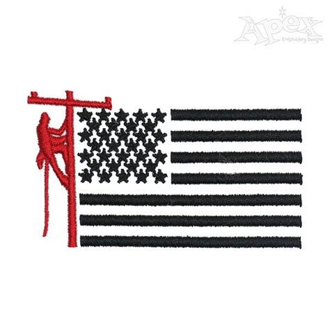 Lineman Us Flag Embroidery Design Apex Embroidery Embroidery Monogram