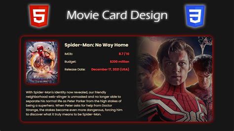 Make Movie Card Design With HTML CSS Movie Card UI Design YouTube