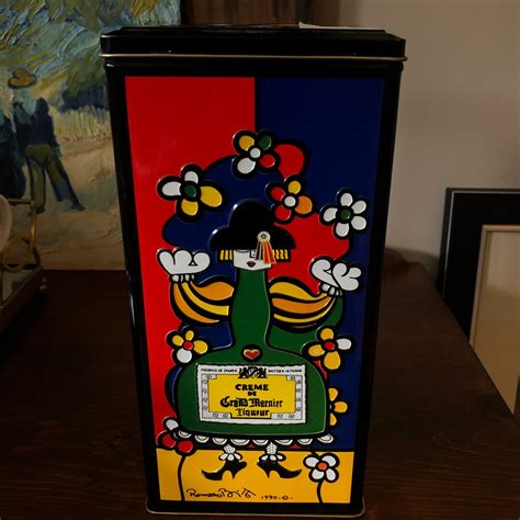 Vintage Romero Britto Art Tin Creme De Grand Marnier Liqueur Etsy