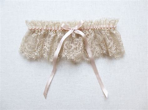 Limited Edition Beautiful Garter Made From Nude Taupe French Lace And Blush Silk This