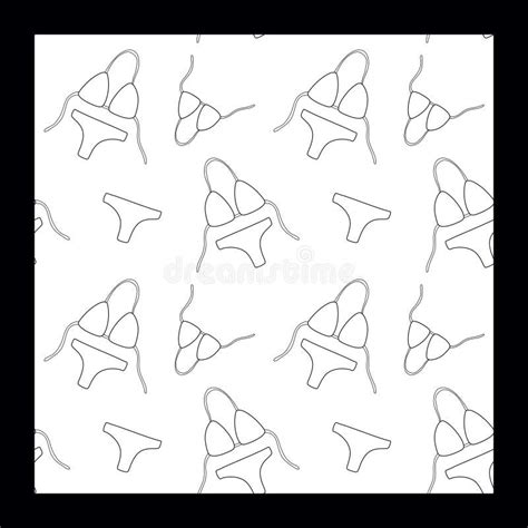 Lingerie Seamless Pattern With Flat Line Icons Of Bra Types Panties